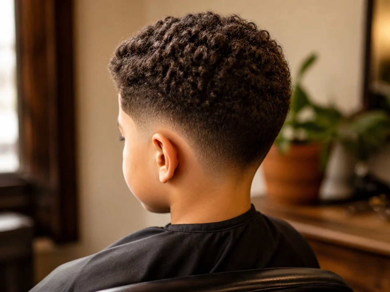 A boy with a short curly crop and a softened outline