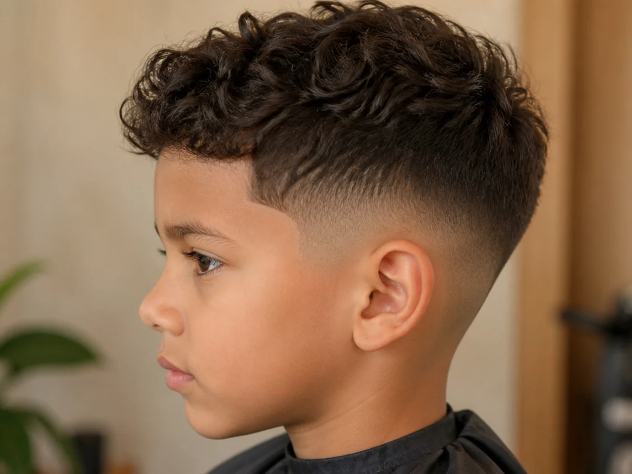 A boy with a curly french crop