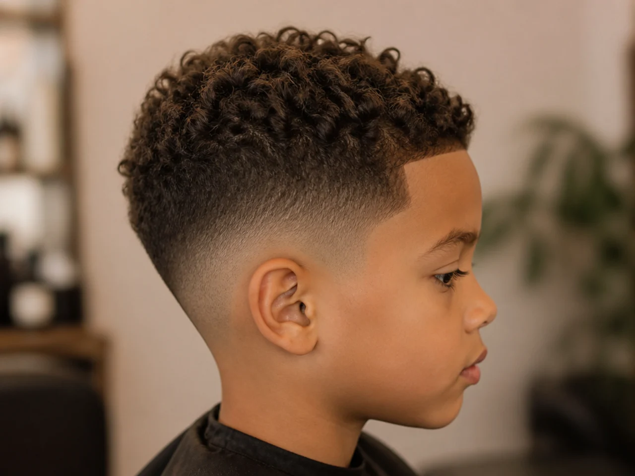 Close view of a short curl pattern on a boy's head