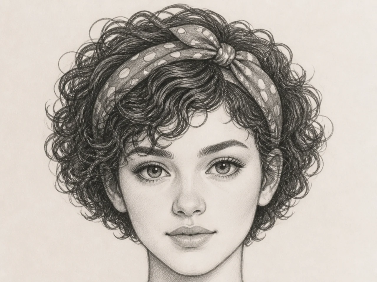 Short curly hair with a headband