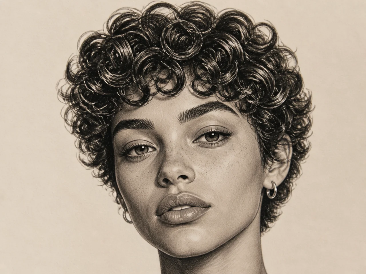 High-contrast short curly hair