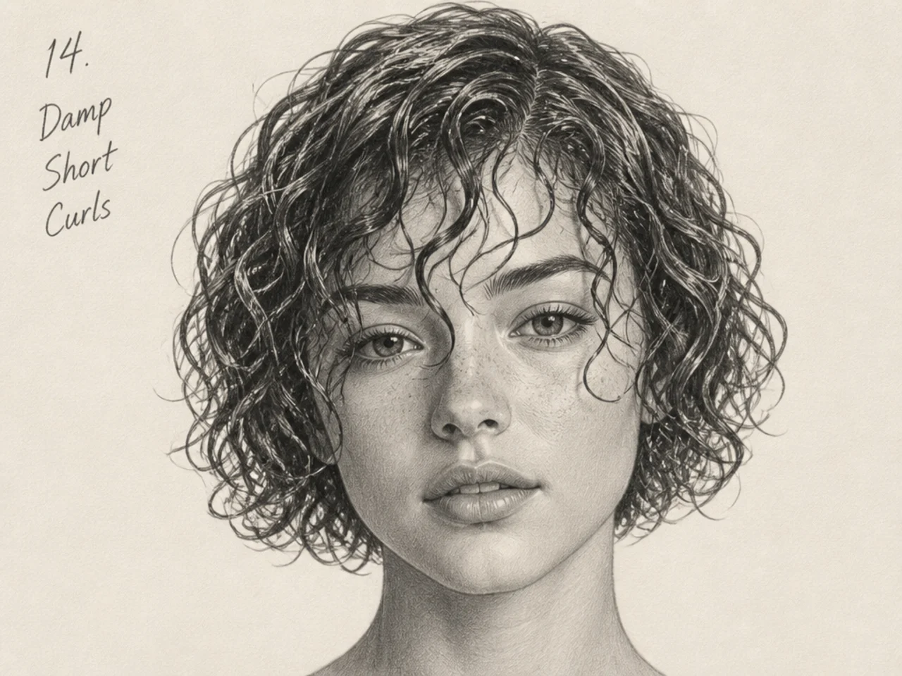 Damp short curls clumped together
