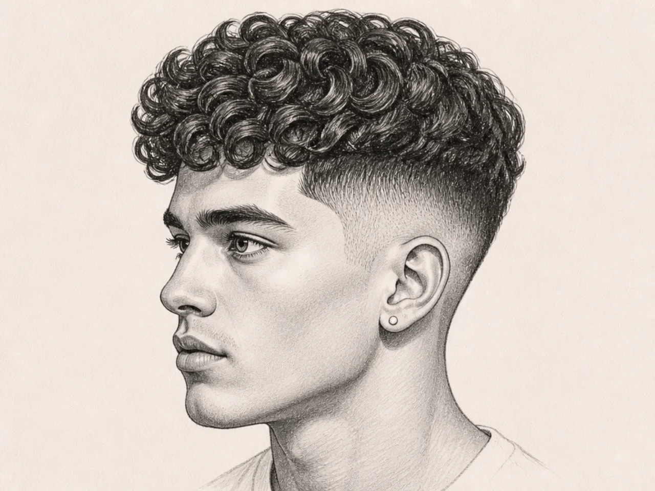 A curly crop with a faded transition