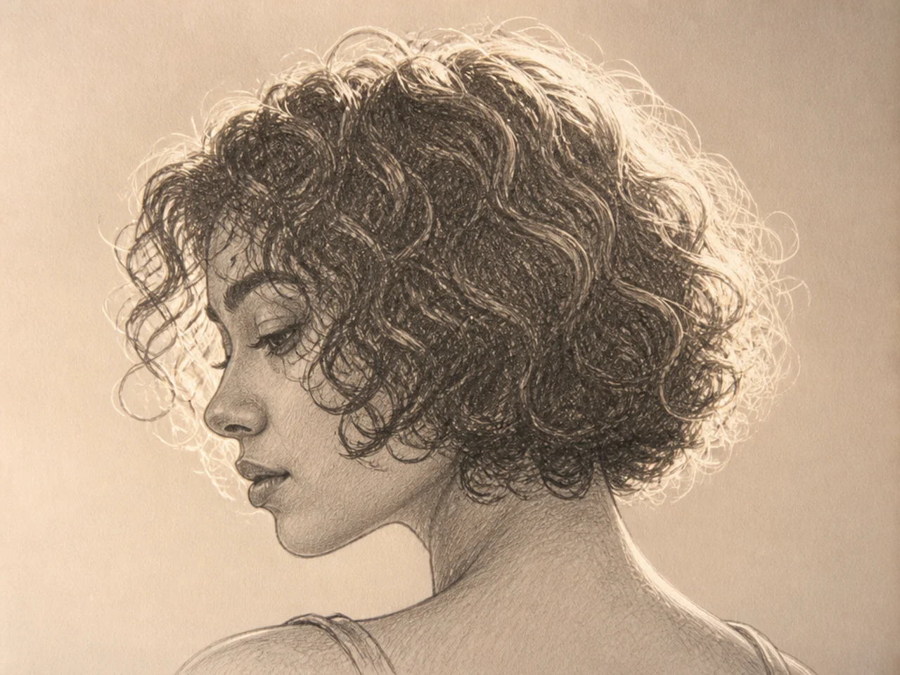 Backlit short curly hair