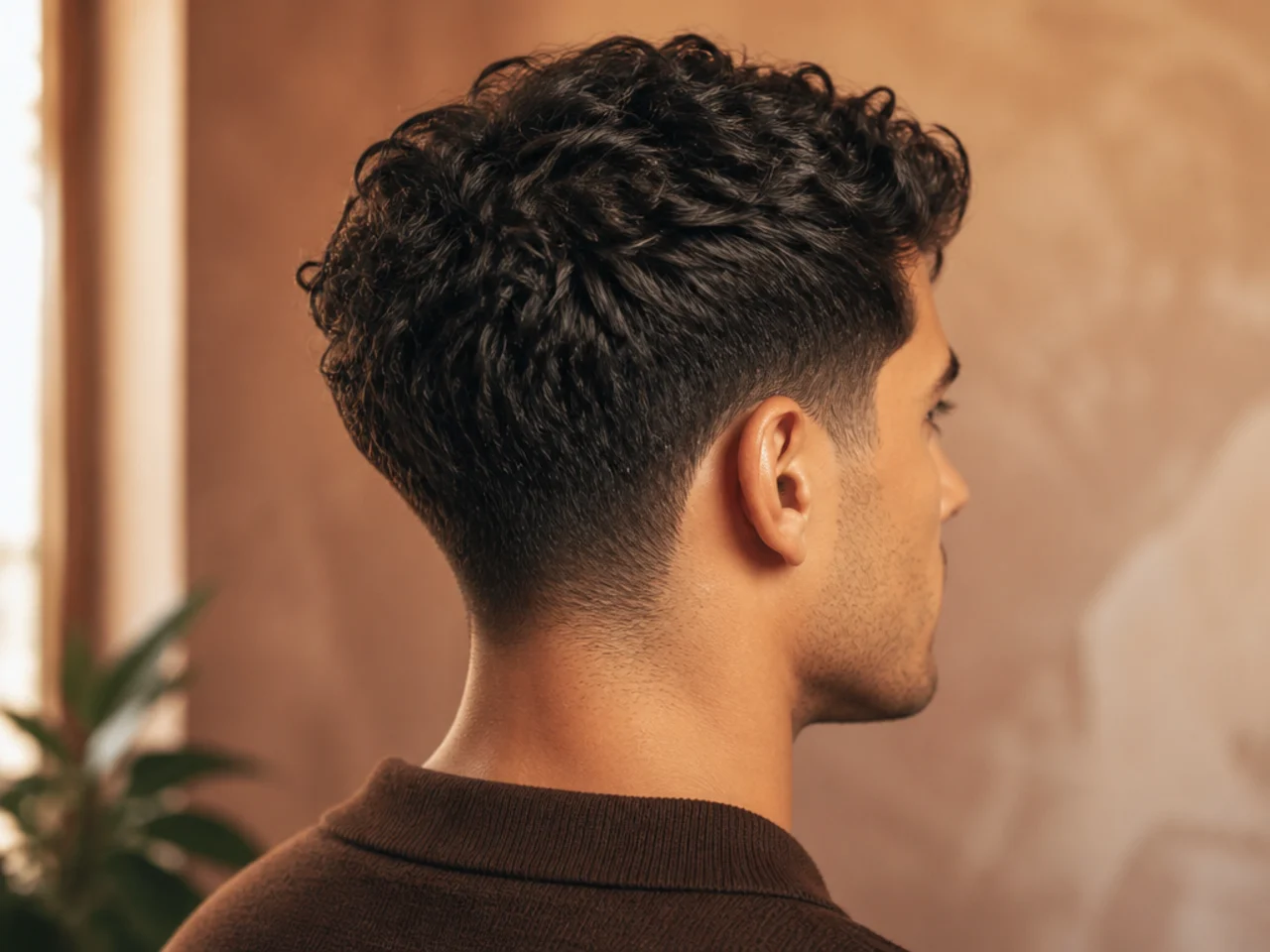 A man with a curly ivy league haircut