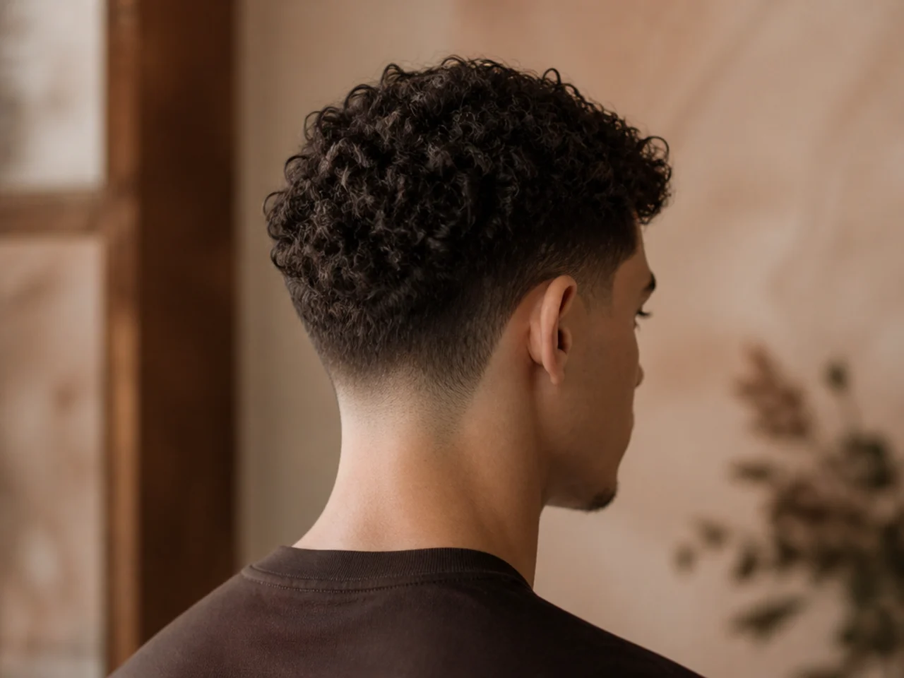 A man with fine short curly hair