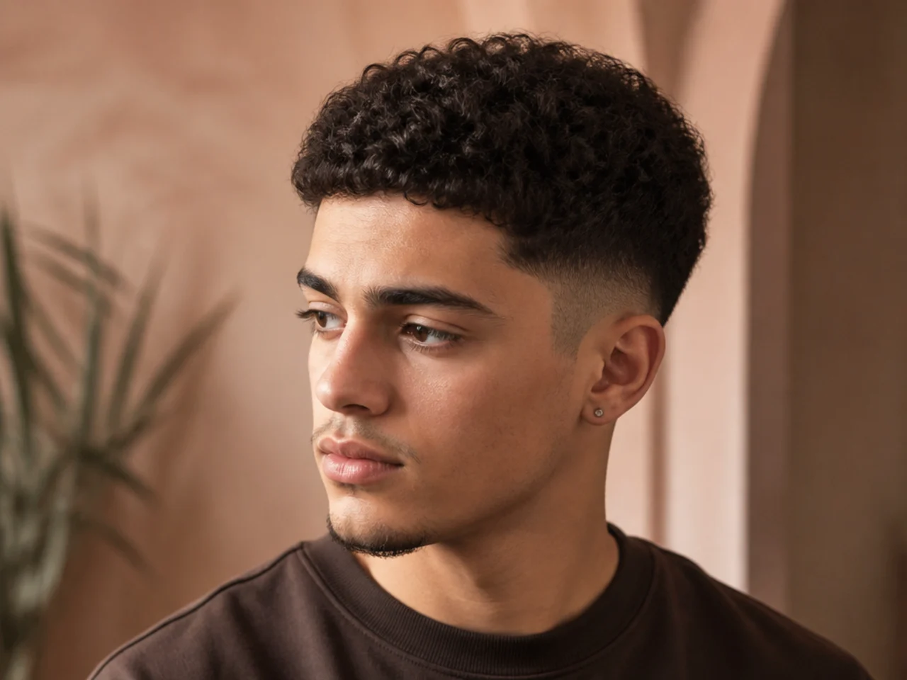 A man with a number three curly crop