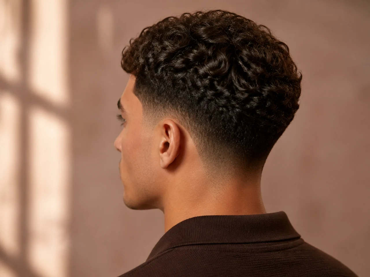 A man with a short curly caesar cut