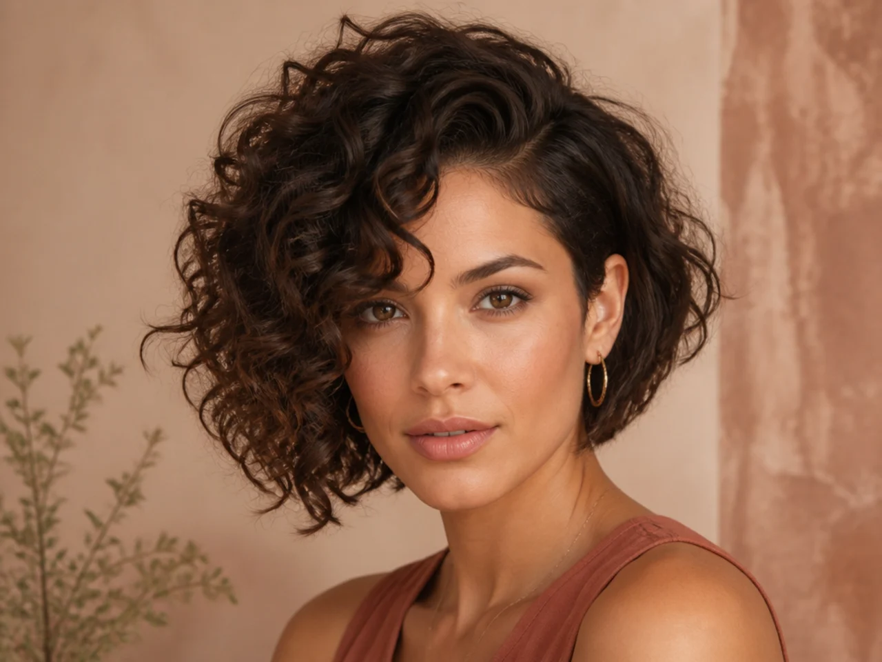 Curly Asymmetrical Bob