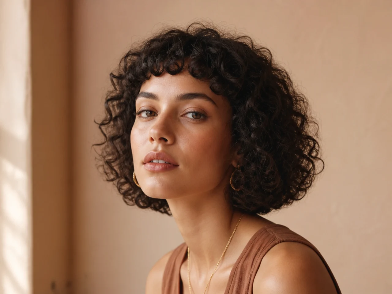 Curly Bob with Micro Bangs