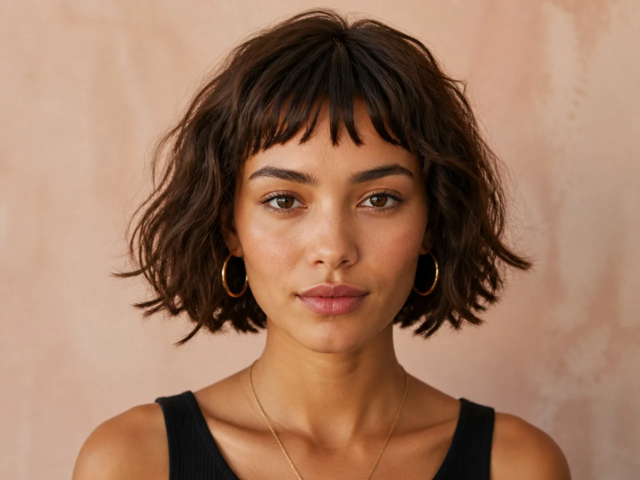 A piecey separated short fringe