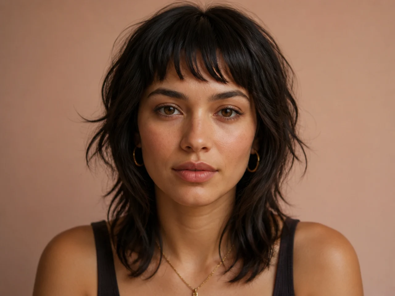 A short fringe cut into a shag