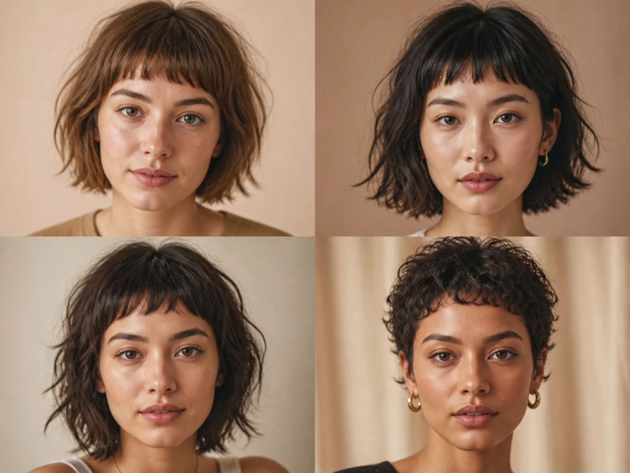 A salt-textured short fringe