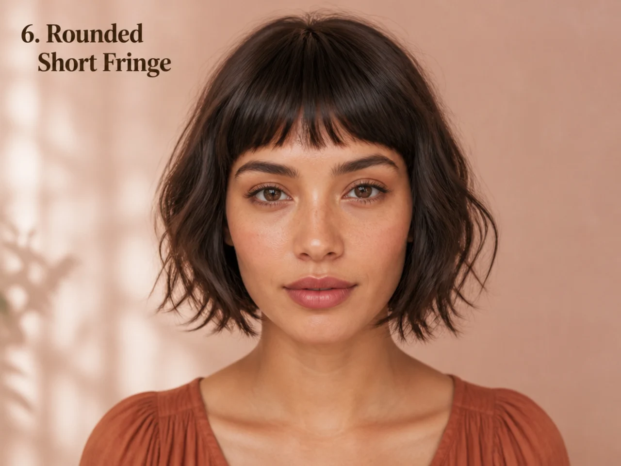 A rounded short fringe
