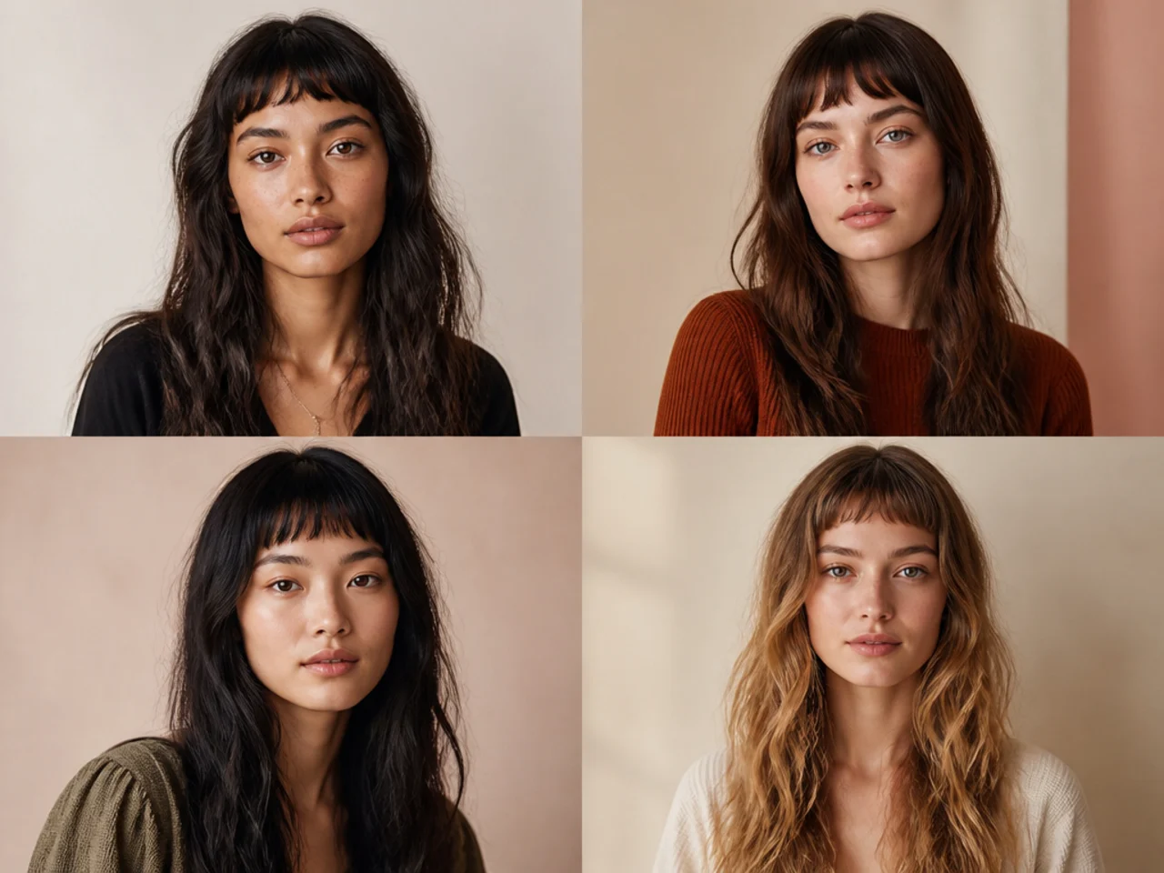 A short fringe worn with long hair