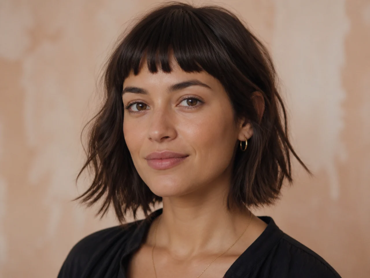 Three-quarter view of a finished short French fringe