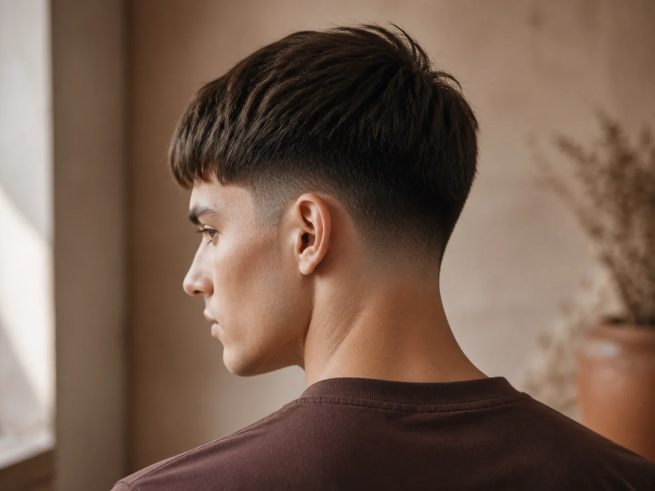 A short blunt fringe on fine hair