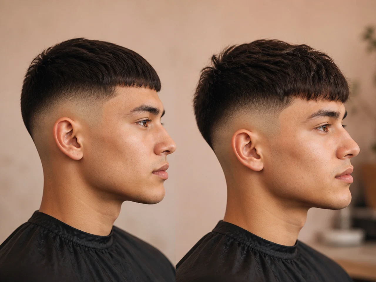 A short fringe shown at week one and week three growth