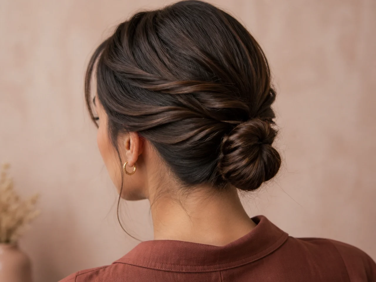A short bun built in sections