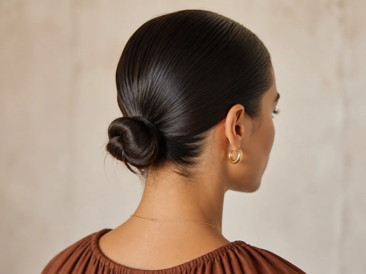 A sleek short bun