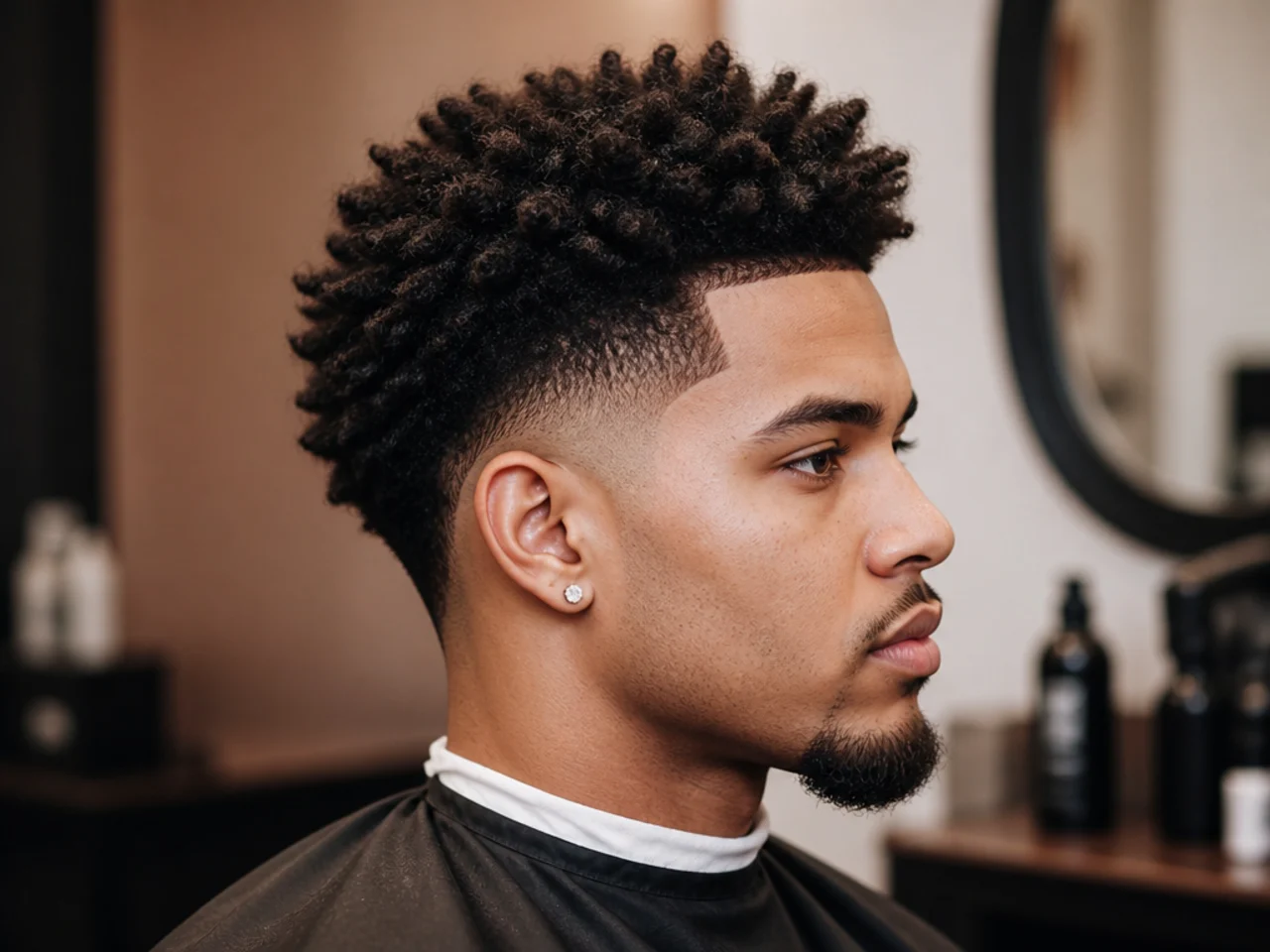 Tight uniform sponge coils on a one-and-a-half-inch 4C top with a mid taper fade at the temple