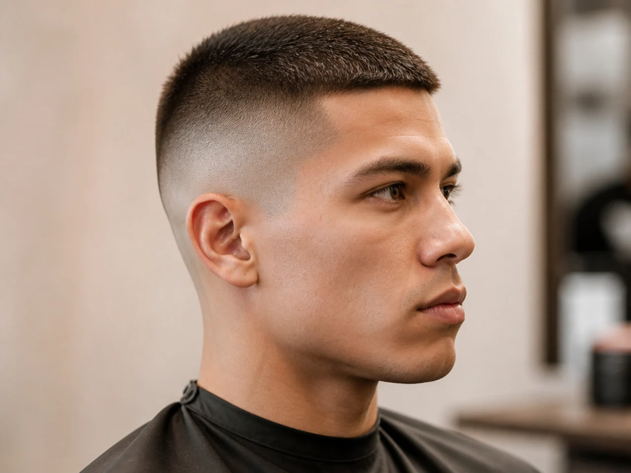 Military high and tight with a number three top and a skin fade jumping high above the temple