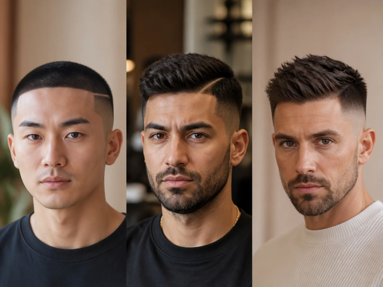 Low, mid and high fade heights on a short haircut