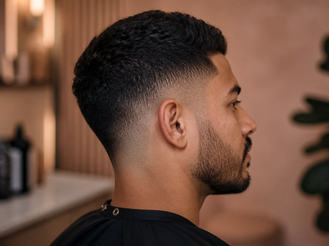 A rounded neckline on a short haircut