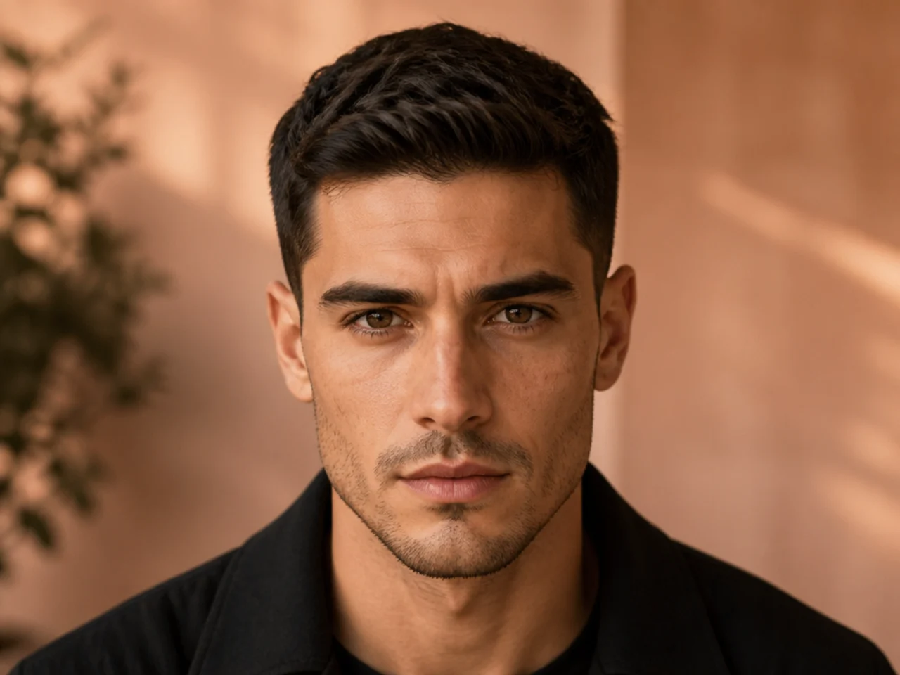 A front-on photo of a short haircut with the fade height hidden