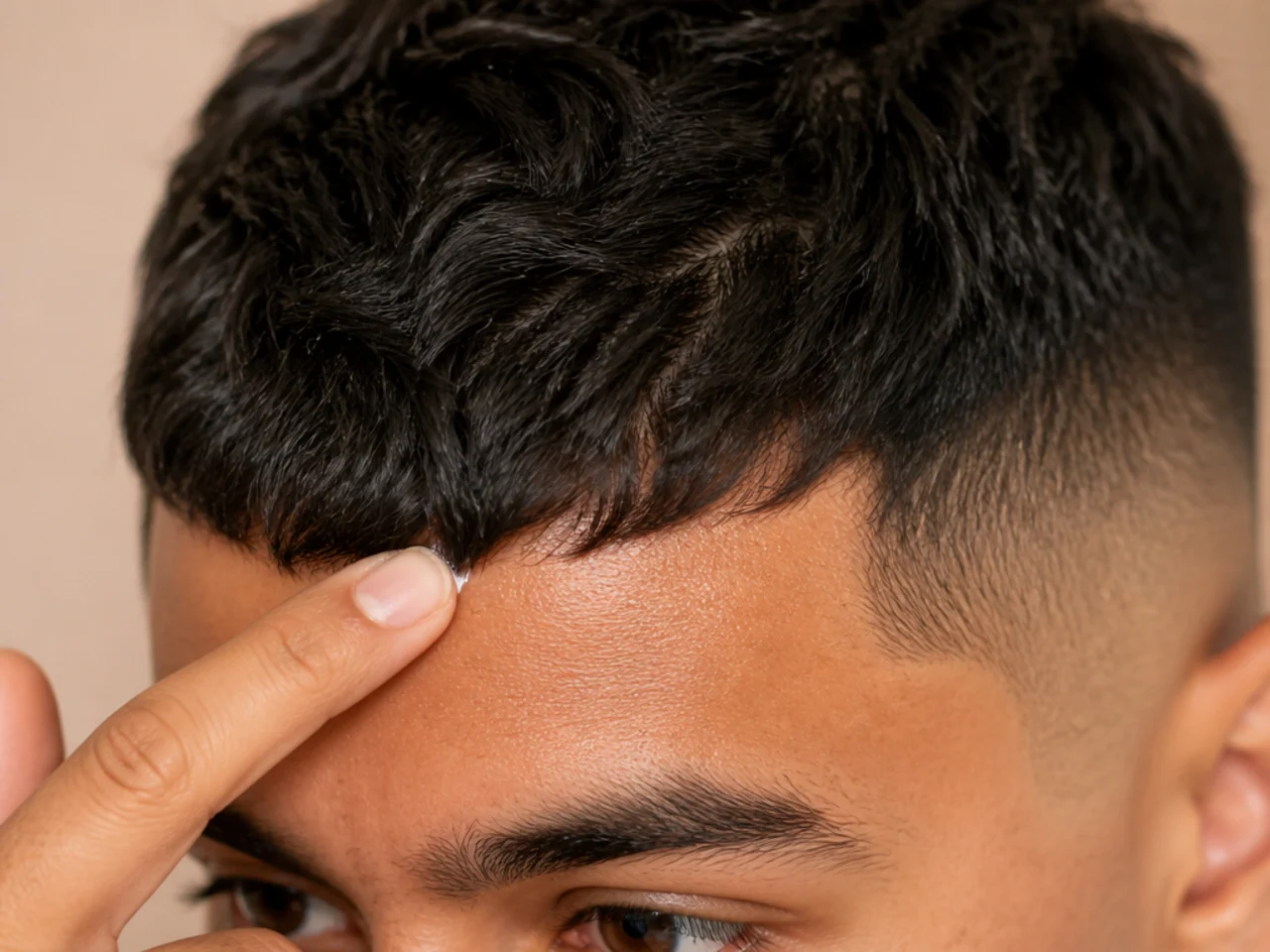 A fingertip of wax applied to a fringe edge