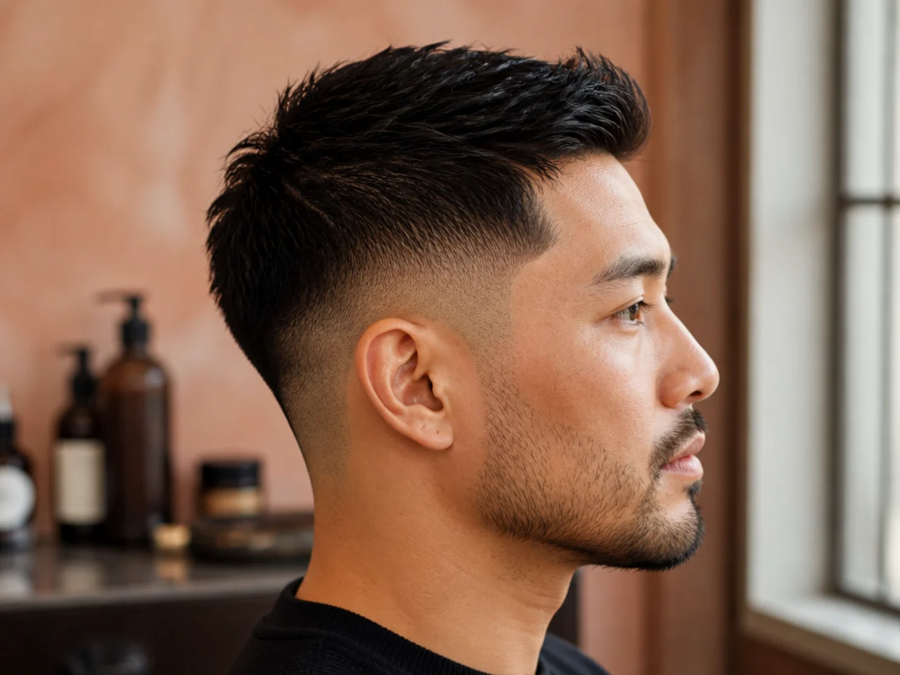 Two products layered on a short haircut in sequence