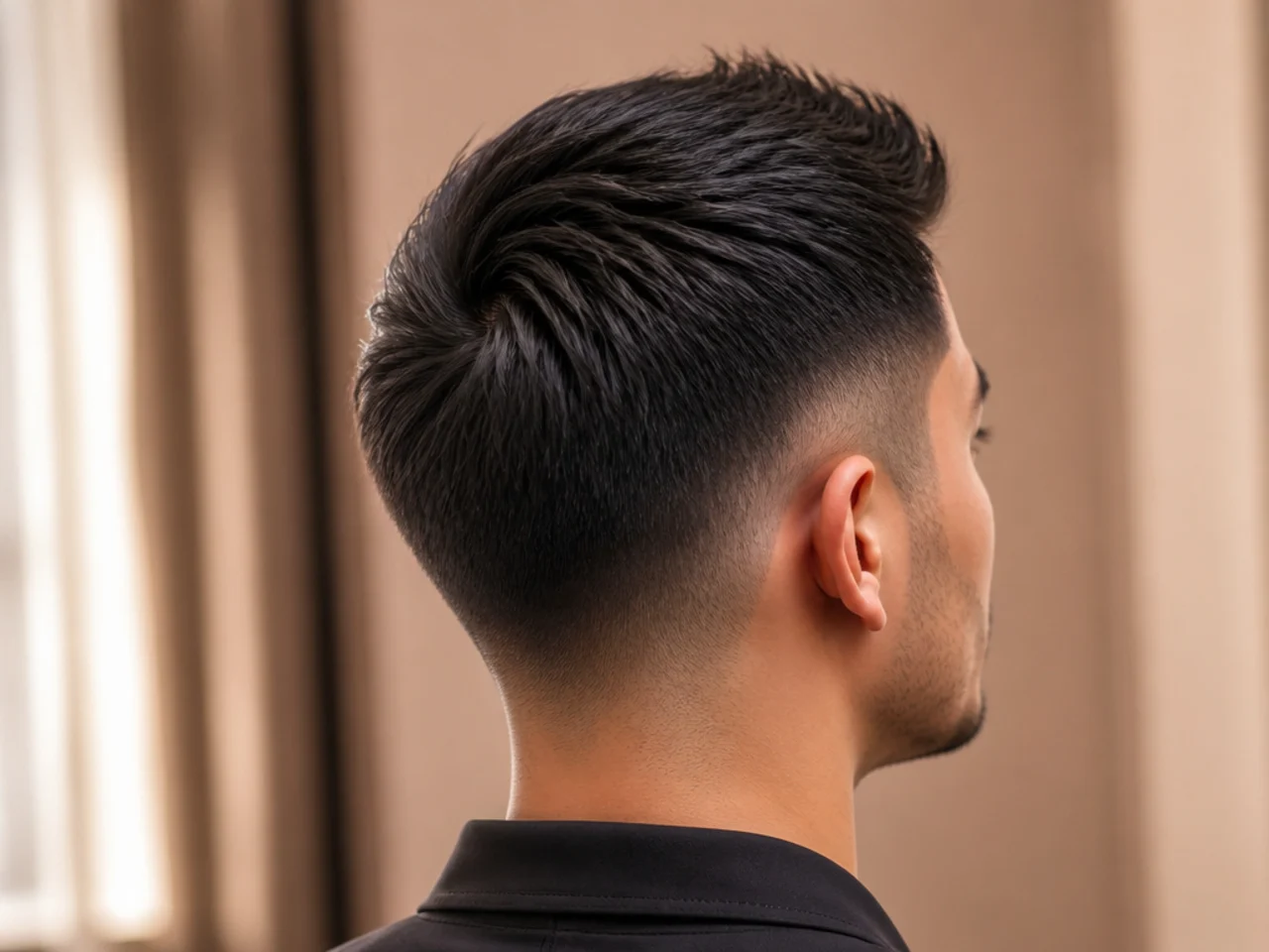 A light styling cream smoothed through short hair