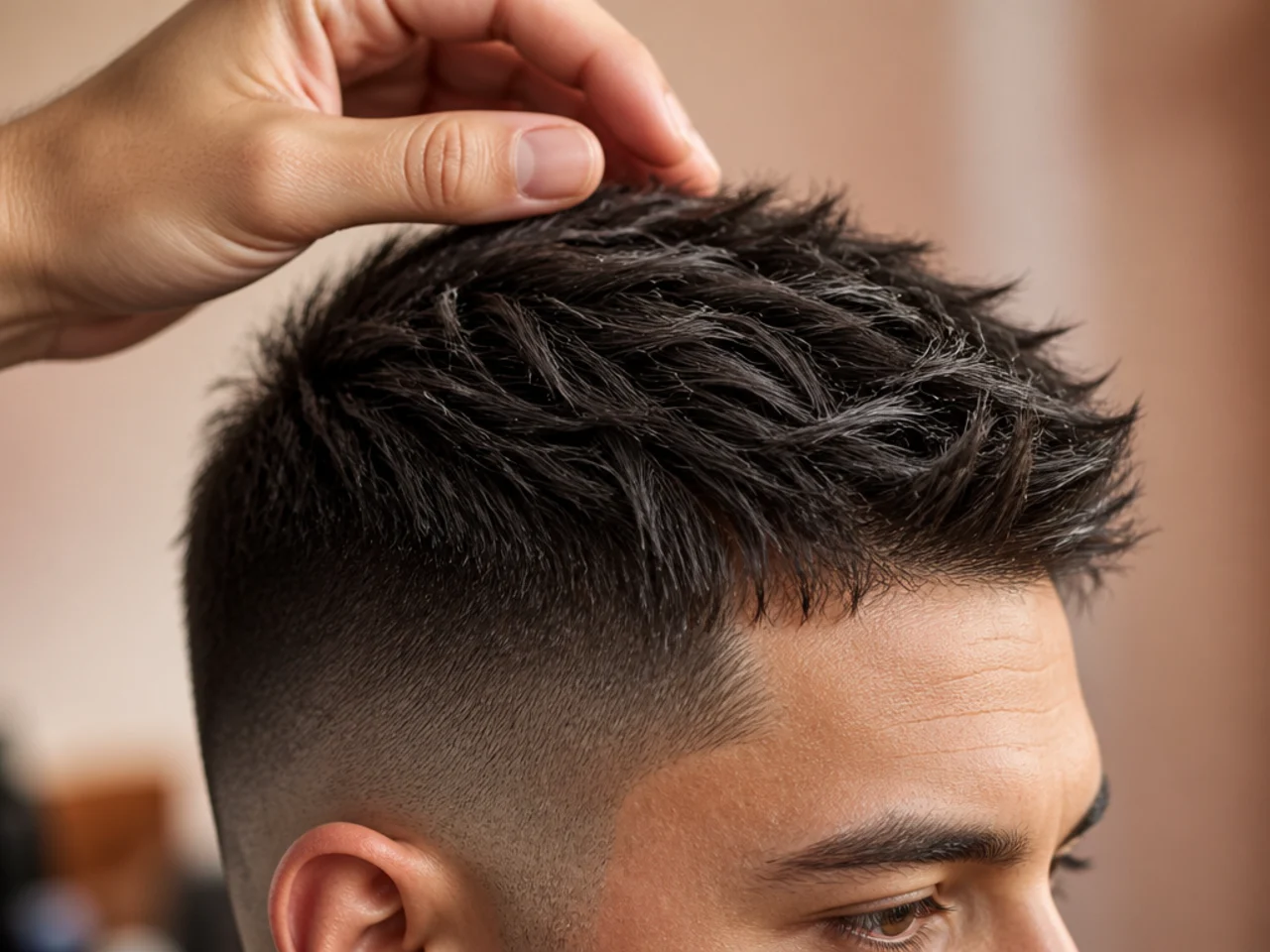 Matte clay finishing a short textured haircut