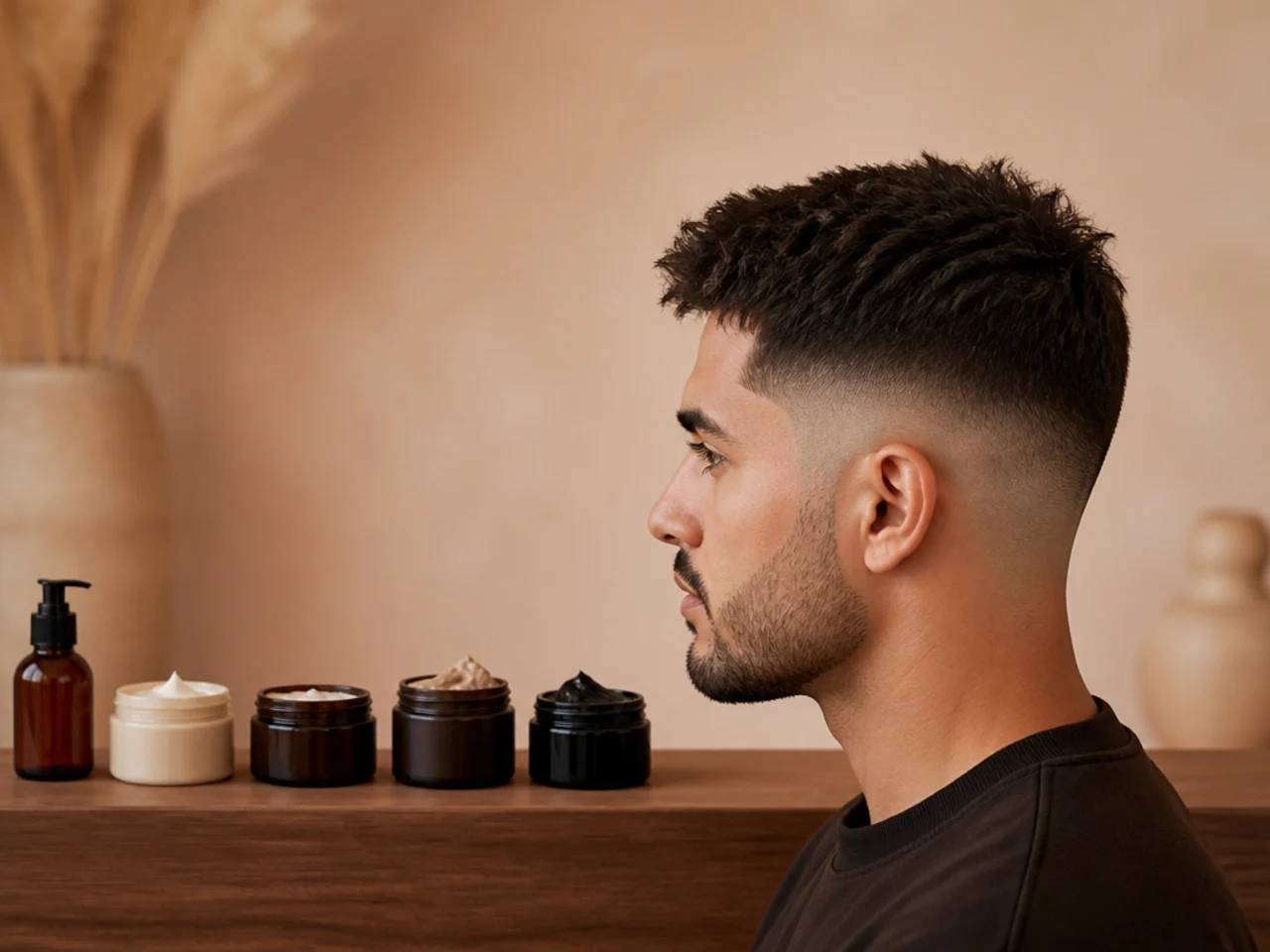 A row of hair products arranged from lightest to heaviest