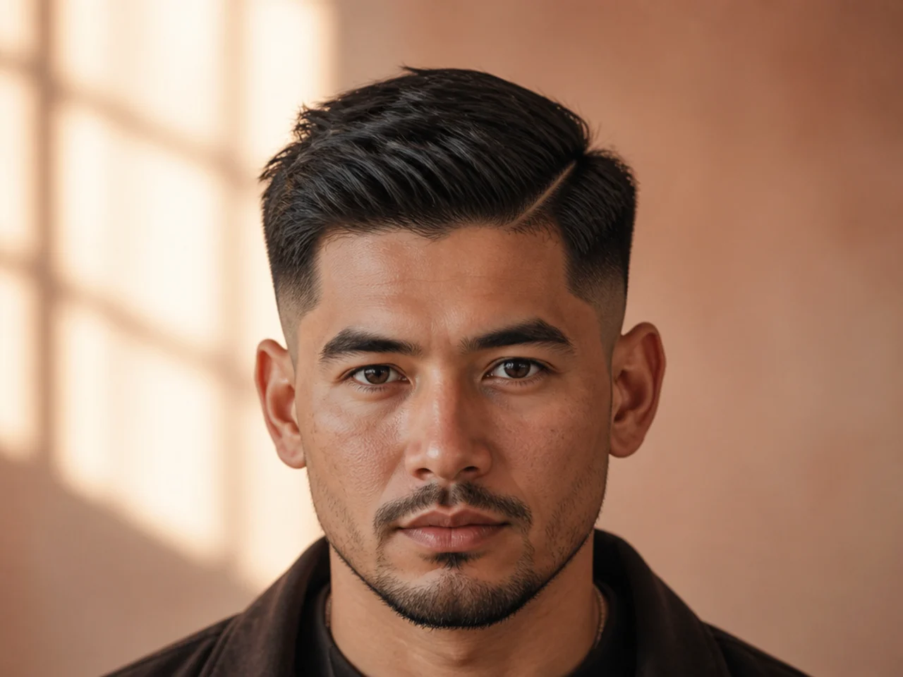 Two sections of thick hair, one reduced in density and one softened at the edge