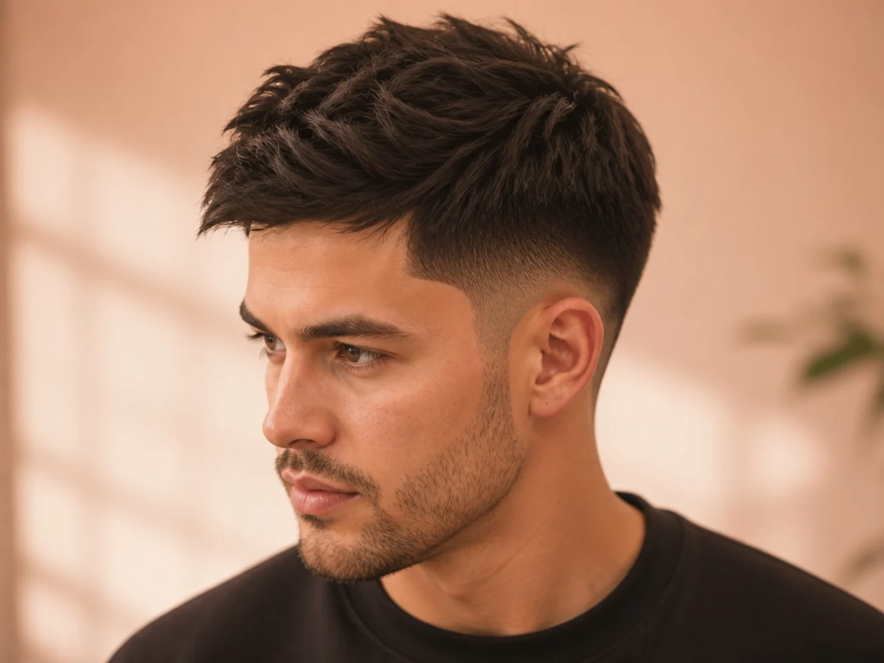 Internal layers cut under the parietal ridge on thick hair
