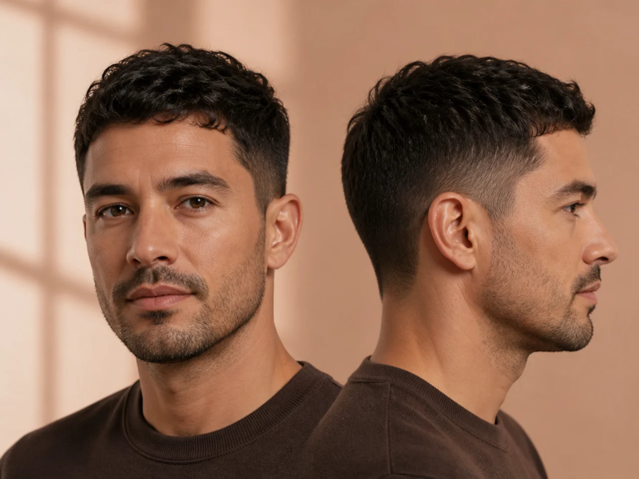 Grown-out hair cut back to a short shape