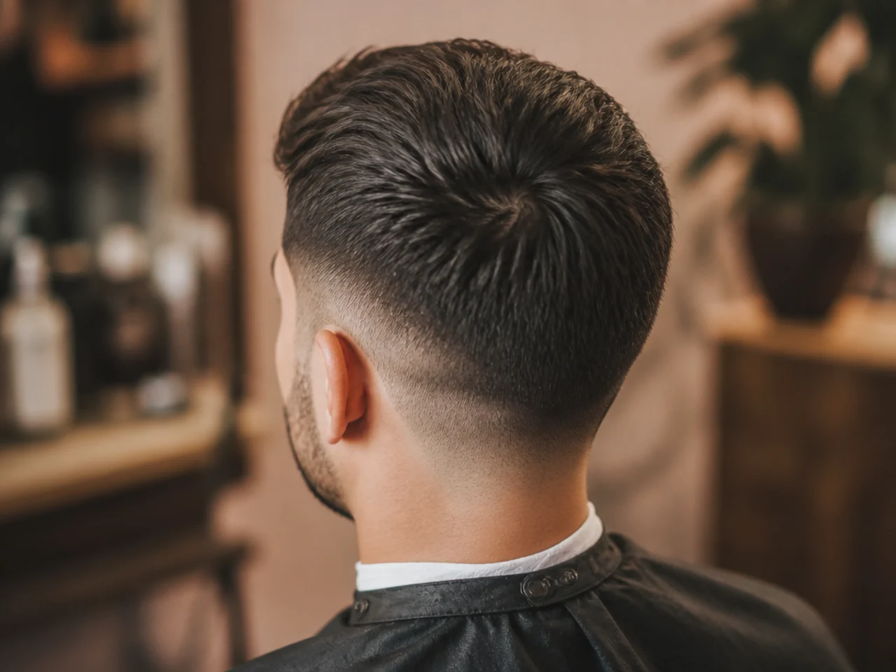 The crown whorl on a short men's haircut