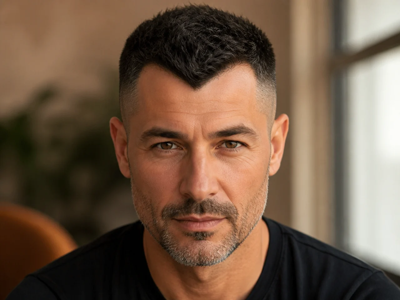 A widow's peak on a short haircut