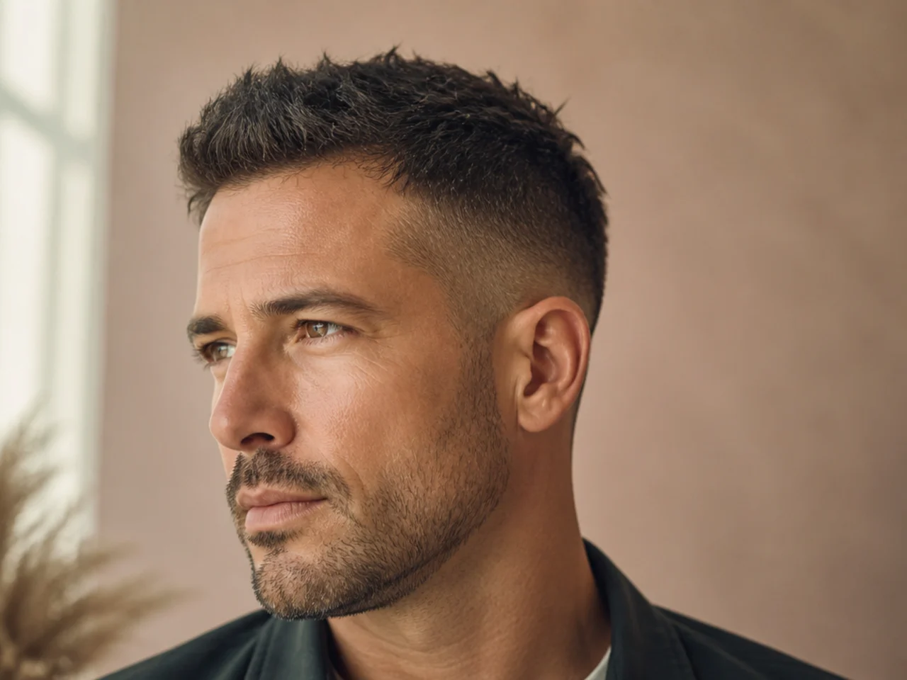 A softened natural hairline on a short haircut