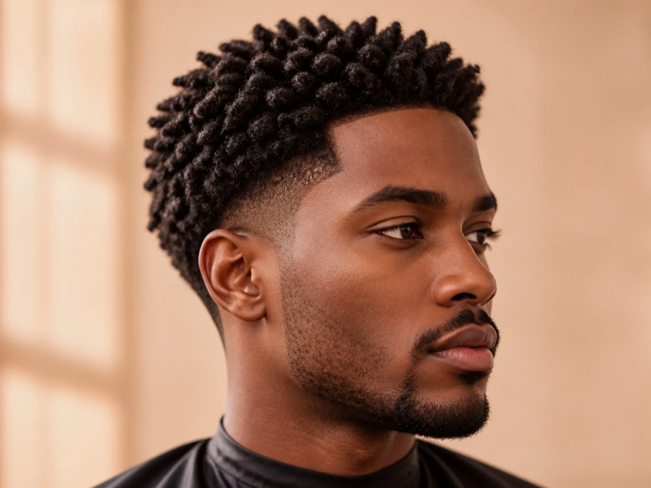 Defined comb coils on a one-and-a-half-inch 4C top with a mid taper on a Black man