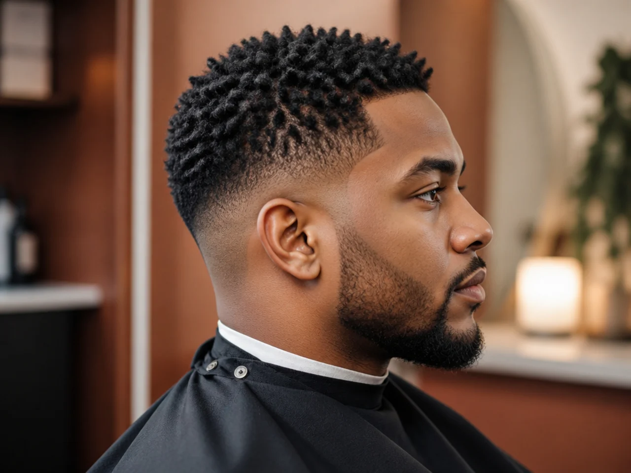 Tight uniform sponge coils on a one-and-a-half-inch 4C top with a mid taper on a Black man