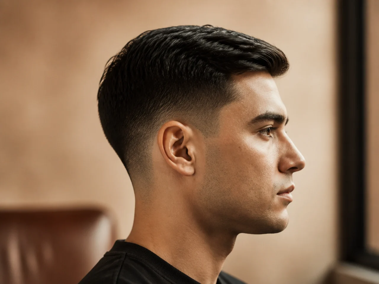 A short ivy league with the sideburns taken up