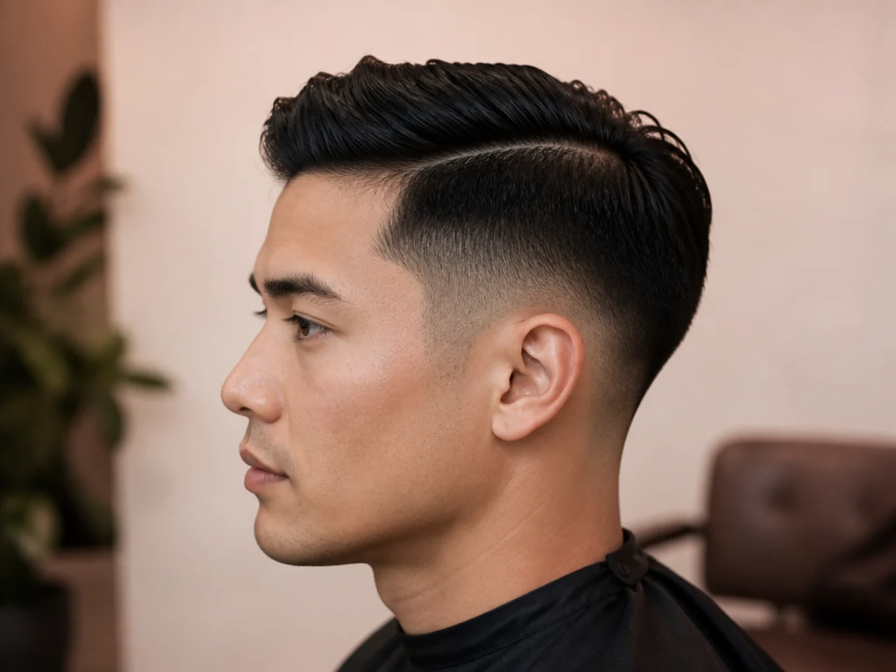 The side of a head showing taper height and guard length