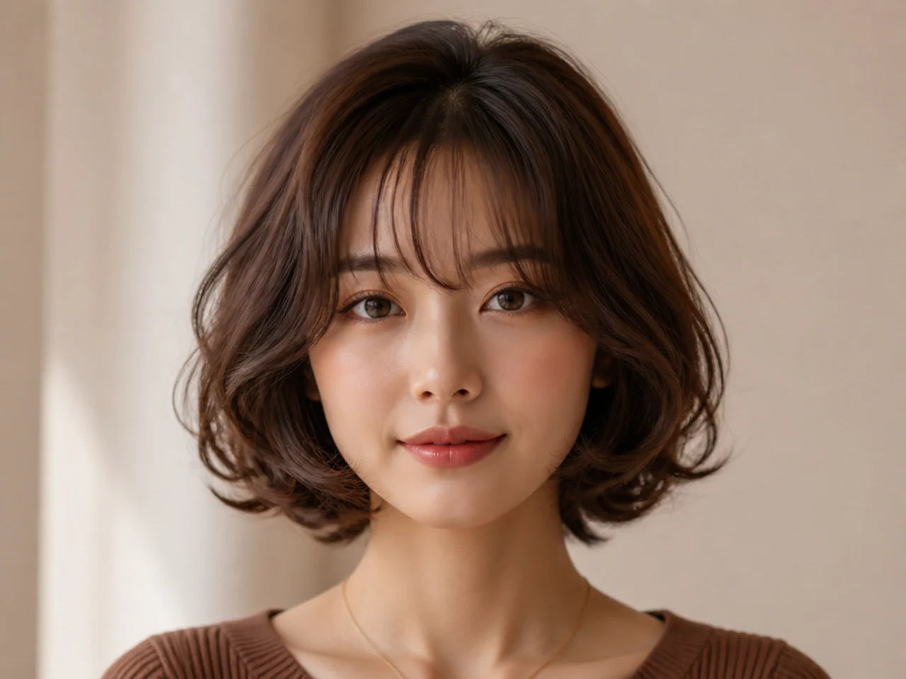 A Korean bob with a soft perm