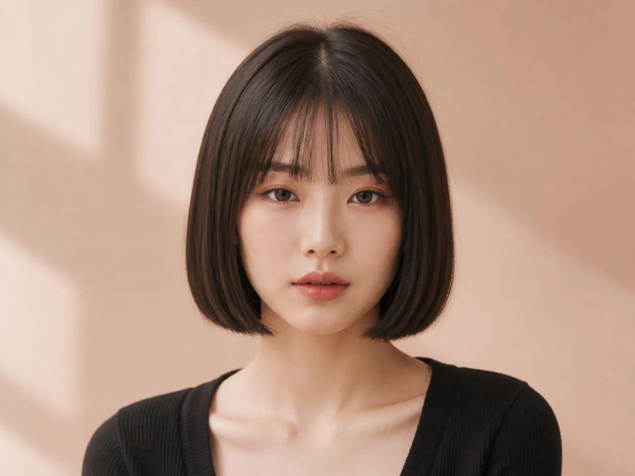 A straight-hanging blunt bob