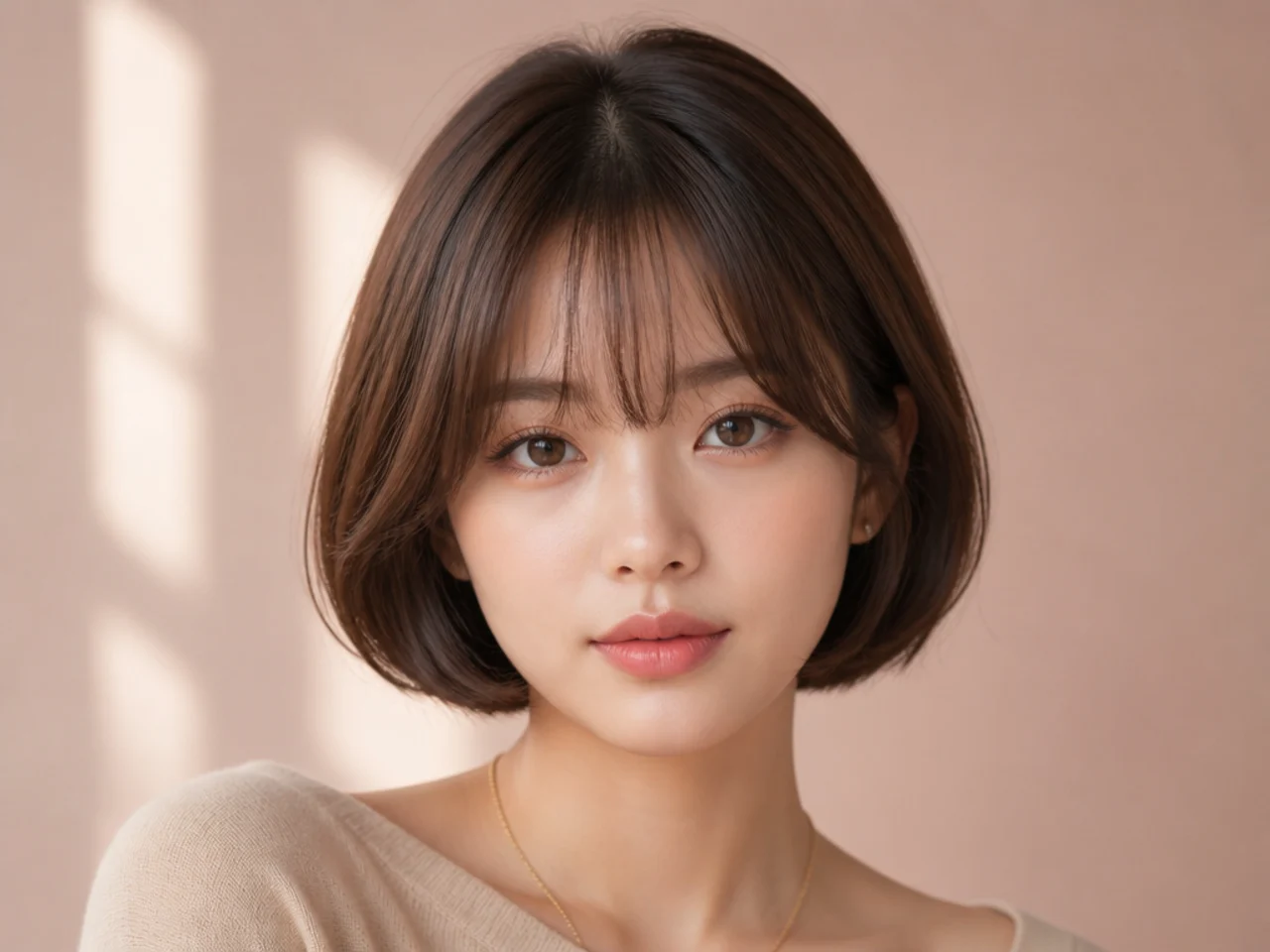 A Korean bob with see-through bangs