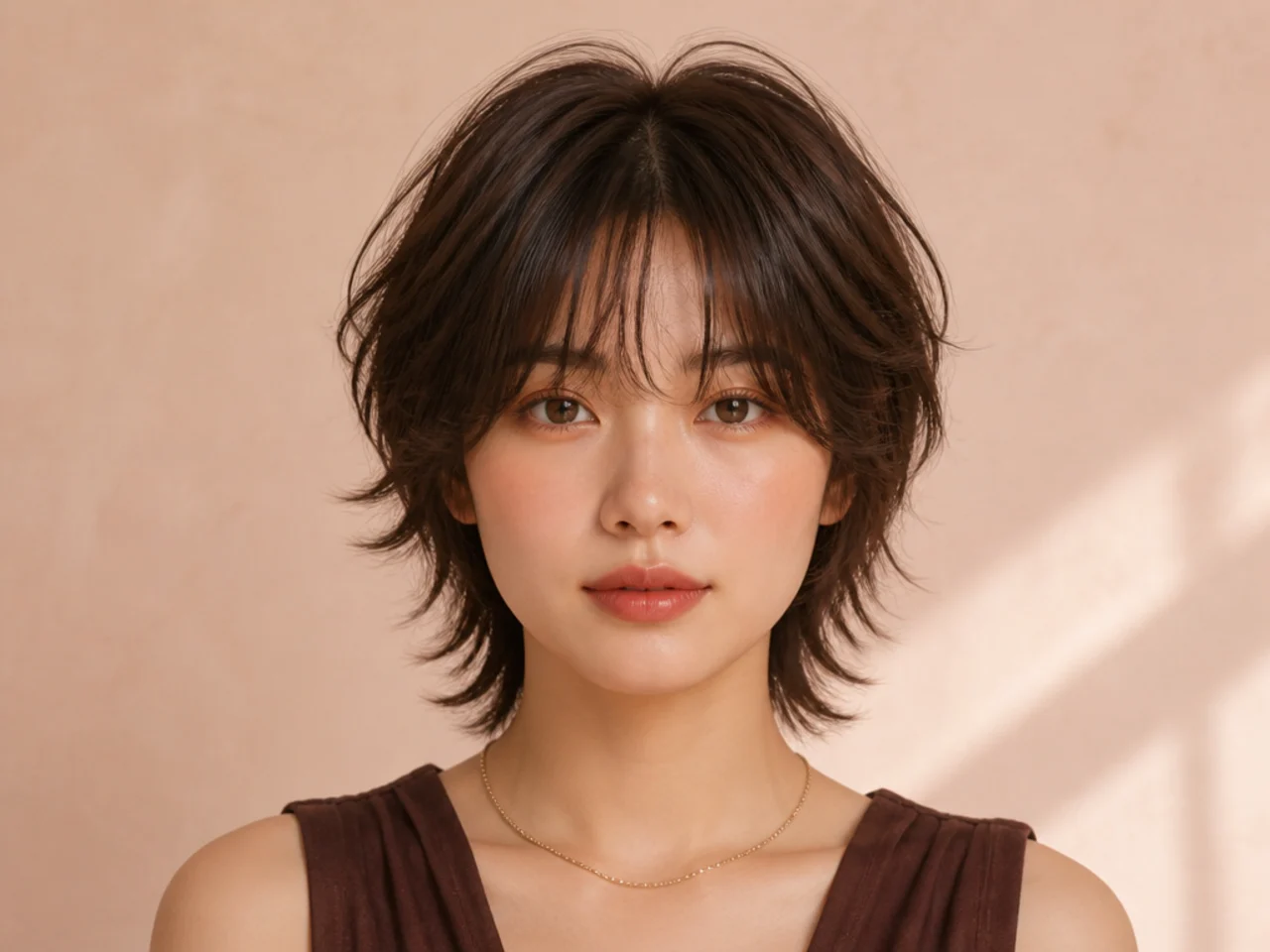 A short Korean wolf cut