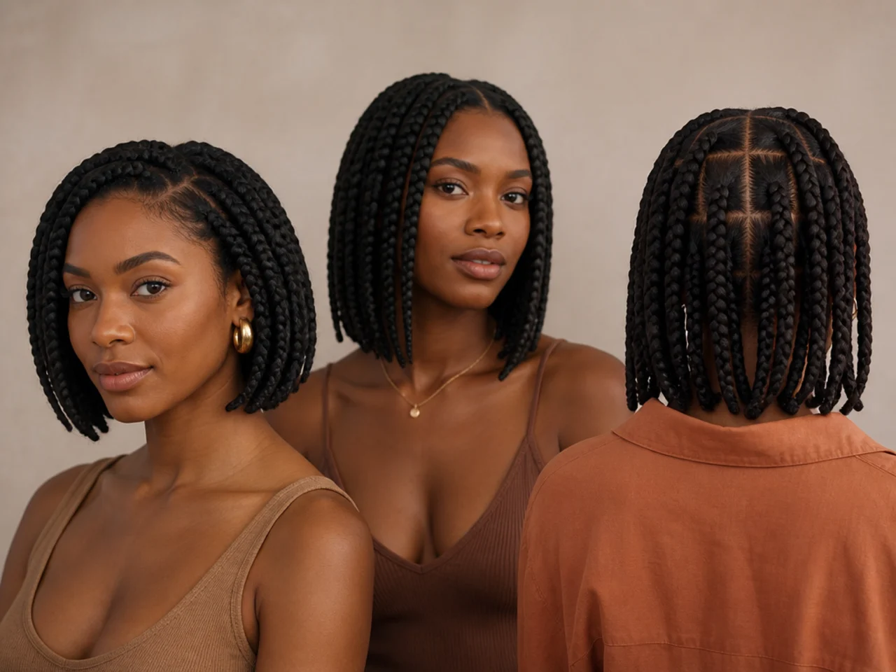 Chin, jaw and collarbone lengths compared on braids