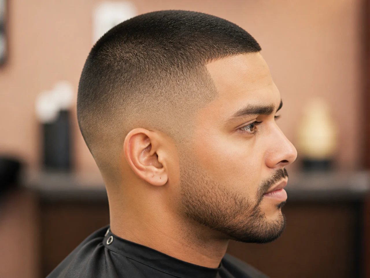 Induction buzz low fade with quarter-inch top on a man